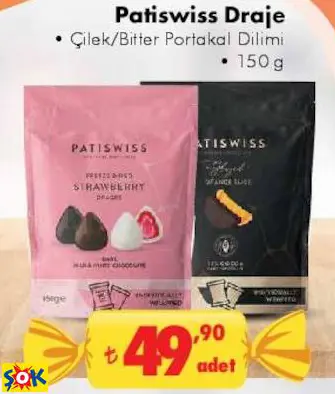 PATİSWİSS DRAJE • ÇİLEK/BİTTER PORTAKAL DİLİMİ